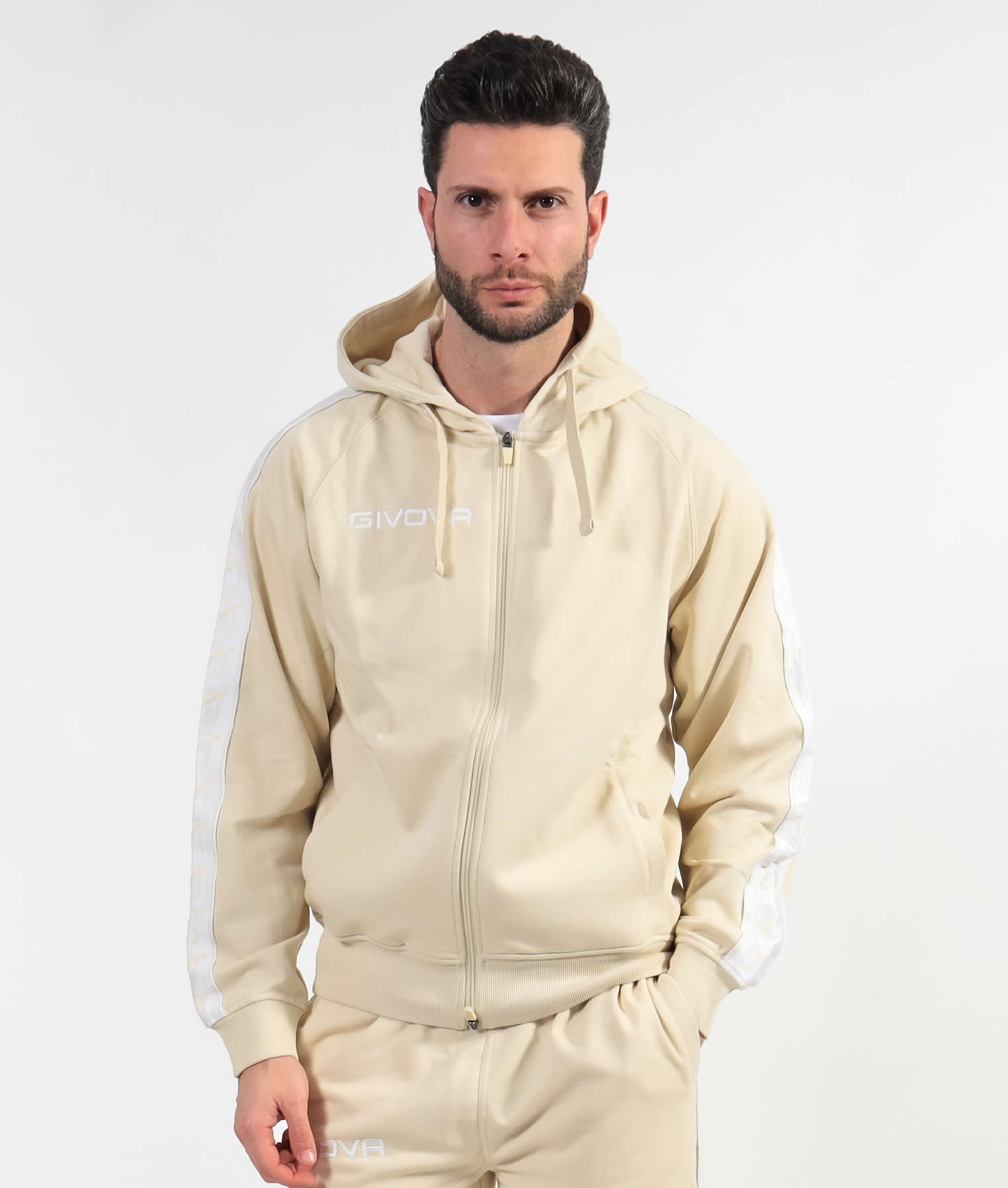 FELPA FULL ZIP SABBIA BAND PASTELLO
